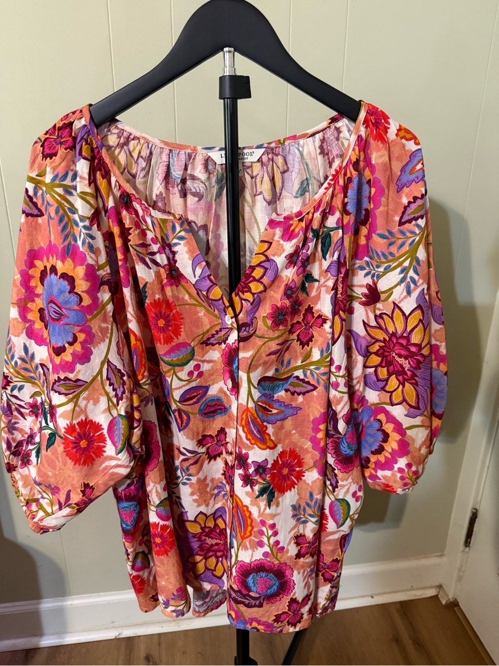 3x Women’s Liverpool Coral Pink Floral Peasant Tunic